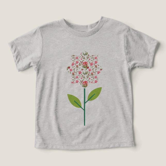 Kids' T-Shirt with Patterned Flower – Whimsical Wa (Design Front)