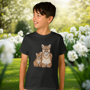 Kids' T-Shirt with Puma Illustration - Black