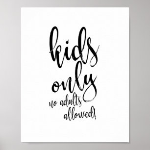 Kids Table Black and White 8x10 Sign for Wedding