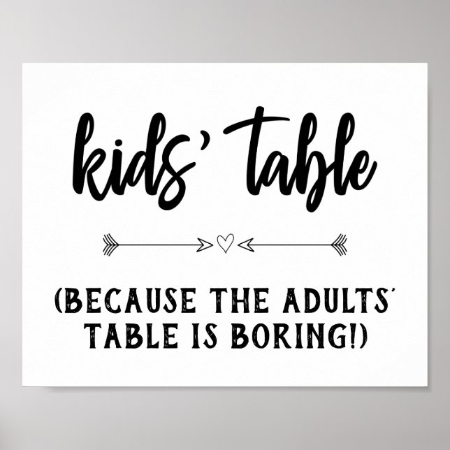 Kids' Table Wedding Reception Sign (Front)