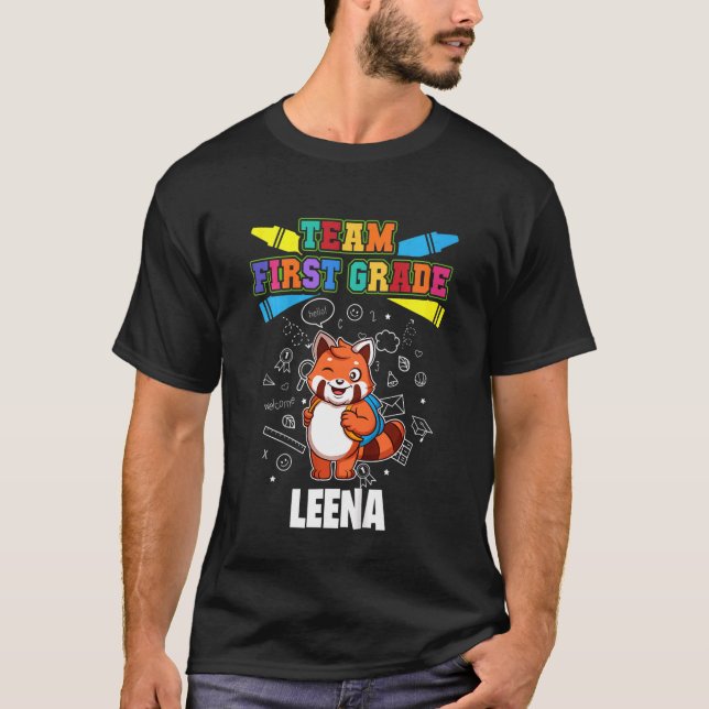 Kids Team First Grade  Leena  Personalized T-Shirt (Front)