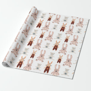 Kids' Teddy Bear Cat Toy Pattern Wrapping Paper