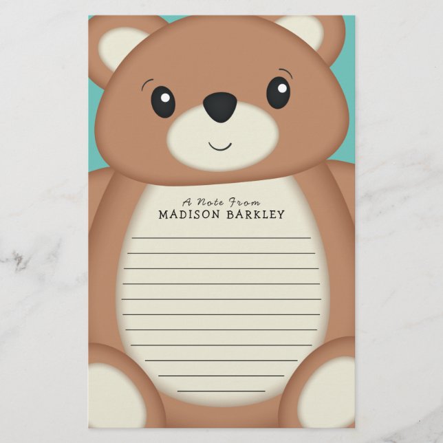 Kids Teddy Bear Cute Stationery (Front)