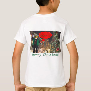 kids tee.  Merry Christmas.  bullfrog/caroler T-Shirt