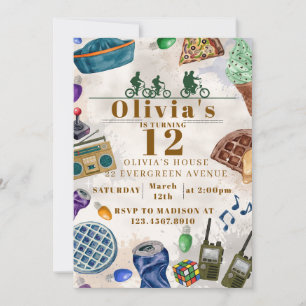Kids Teens Retro 80s TV Show party Invitation