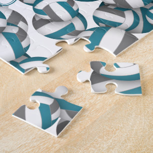 kids teens teal grey volleyball team colours jigsaw puzzle