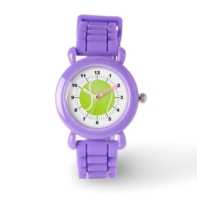 Kid's Tennis Ball Red Glitter Strap Watch (Front)
