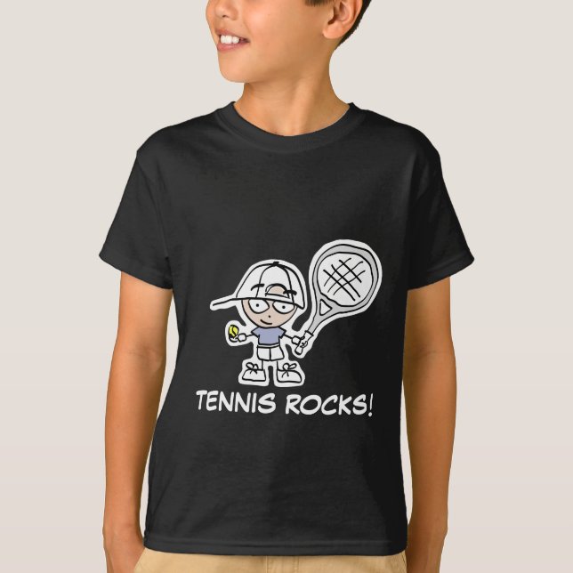 Kid's tennis t-shirt | Tennis Rocks Cartoon (Front)