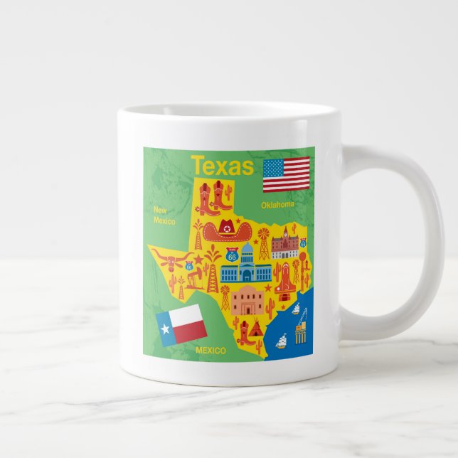 Kids Texas Map Large Coffee Mug (Right)