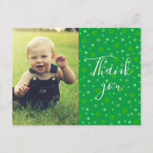 Kids Thank you Green Polka Postcard