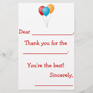 Kids Thank You Notes (Guided) Stationery