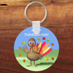 Kids Thanksgiving Baby Turkey Key Ring