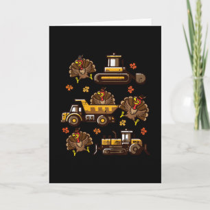 Kids Thanksgiving Construction Trucks Fall Toddler Card