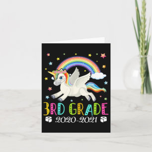 Kids Third Grade 2020 Quarantine Cute Unicorn  Card