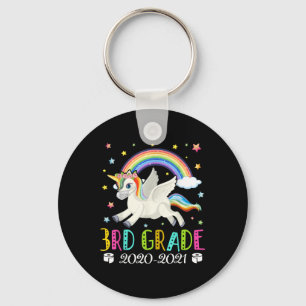 Kids Third Grade 2020 Quarantine Cute Unicorn Key Ring