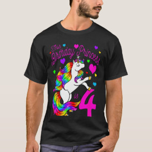Kids This Birthday Princess Is 4 4th Party Girl Un T-Shirt