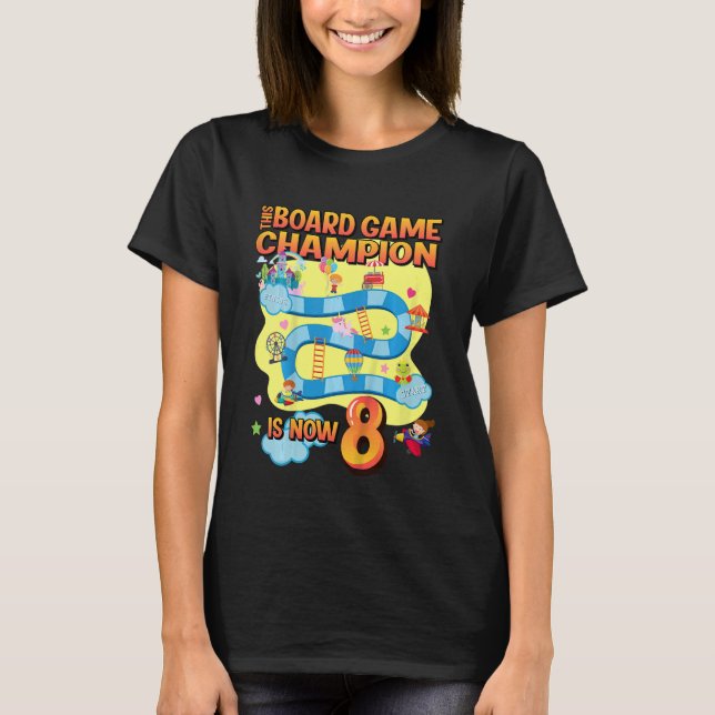 Kids This Board Game Champion Is Now 8 Birthday Pa T-Shirt (Front)