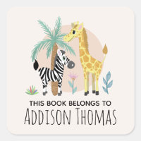 Kids This Book Belongs Safari Animal Bookplate