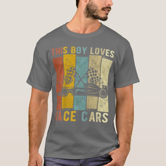 Kids This Boy Loves Race s Boys Racing s T-Shirt (Front)