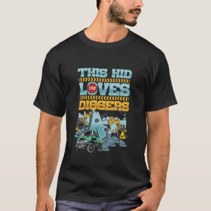 Kids This Kid Loves Diggers 4 Year Old Kid's Const T-Shirt