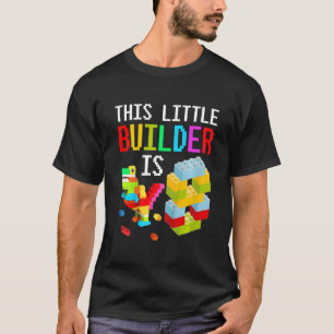 Kids This Little Builder Is 8 Building Blocks Birt T-Shirt