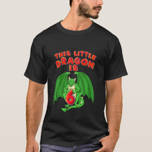 Kids This Little Dragon Is 6 Dragon 6th Birthday 6 T-Shirt