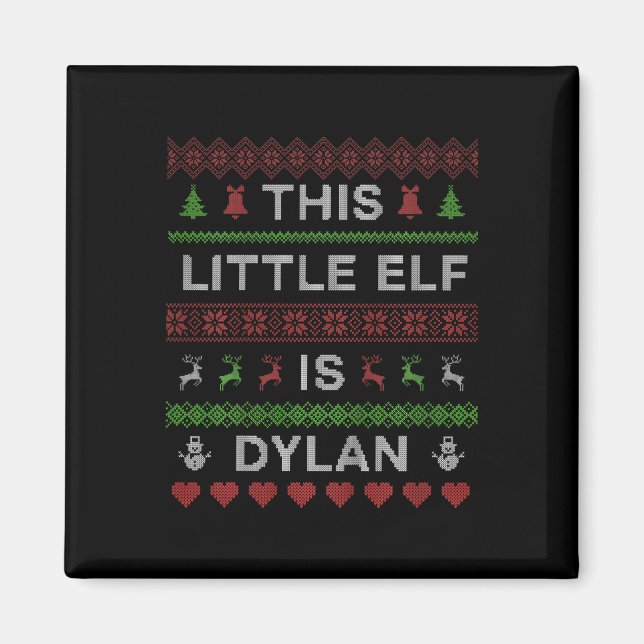 Kids This Little Elf Is Dylan Ugly Christmas Sweat Magnet (Front)