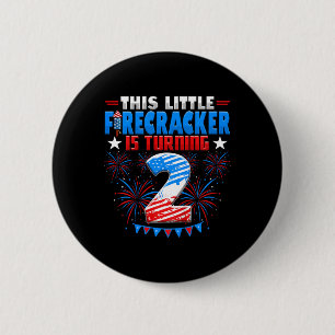 Kids This Little Firecracker Is Turning 2 Birthday 6 Cm Round Badge
