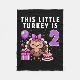 Kids This Little Turkey Is 2 Yearsold Thanksgiving Fleece Blanket