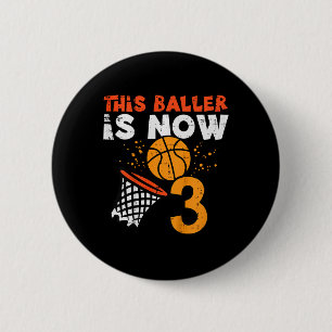Kids This Ller Is Now 3 Sketll 3rd Birthday Bday B 6 Cm Round Badge