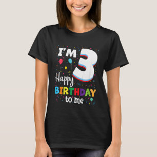 Kids Three 3yr 3th Birthday Happy Birthday Boys Gi T-Shirt