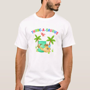 Kids Three-A-Saurus 3Rd The Birthday Boy Dinosaur T-Shirt