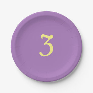 Kids Three Purple Yellow Paper Plate