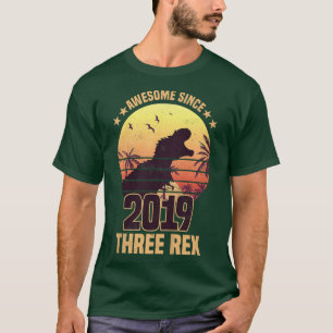 Kids Three Re 3rd Birthday Dinosaur 3 year old T-Shirt