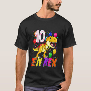 Kids Three Rex 10th Birthday Third Dinosaur 10 Ye T-Shirt