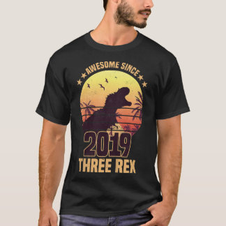 Kids Three Rex 3rd Birthday Dinosaur 3 year old  T-Shirt