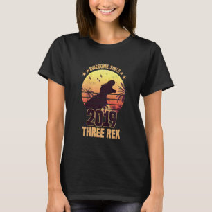 Kids Three Rex 3rd Birthday Dinosaur 3 Year Old T-Shirt