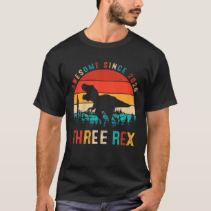 Kids Three Rex 3rd Birthday Gifts Third Dinosaur 3 T-Shirt