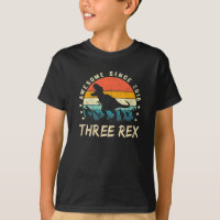 Kids Three Rex 3rd Birthday Shirt Third Dinosaur
