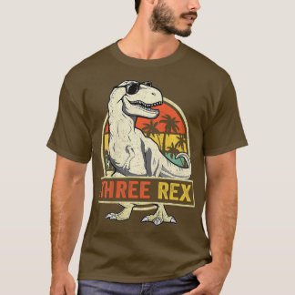 Kids Three Rex 3rd Birthday Shirt Third Dinosaur 3