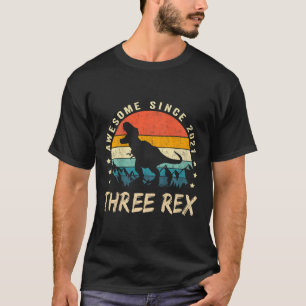 Kids Three Rex 3rd Birthday Third Dinosaur 3 Year T-Shirt