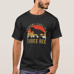Kids Three Rex 3rd Birthday Third Dinosaur 3 Year T-Shirt