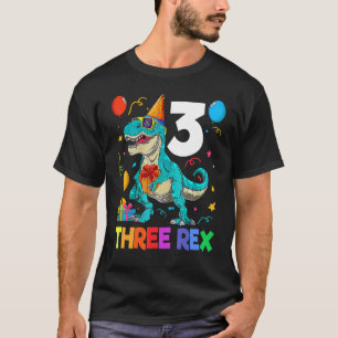 Kids Three Rex 3rd Birthday Third Dinosaur 3 Year T-Shirt