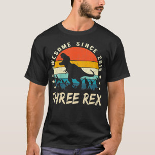 Kids Three Rex 3rd Birthday Third Dinosaur 3 Year T-Shirt