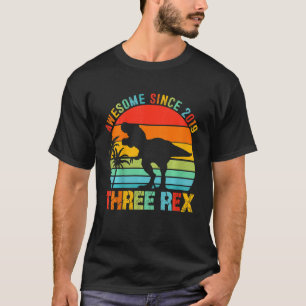 Kids Three Rex 3rd Birthday Third Dinosaur 3 Year T-Shirt