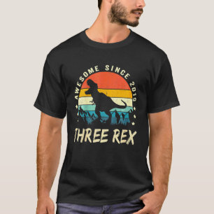 Kids Three Rex 3rd Birthday Third Dinosaur 3 Year T-Shirt