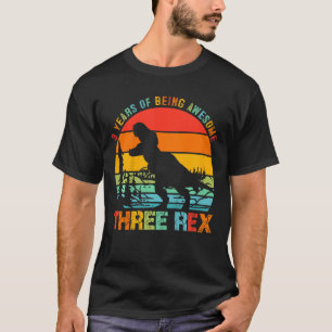Kids Three Rex 3rd Birthday Third Dinosaur 3 Year T-Shirt