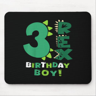 Kids Three Rex Birthday Boy 3rd Birthday Dinosaur  Mouse Pad