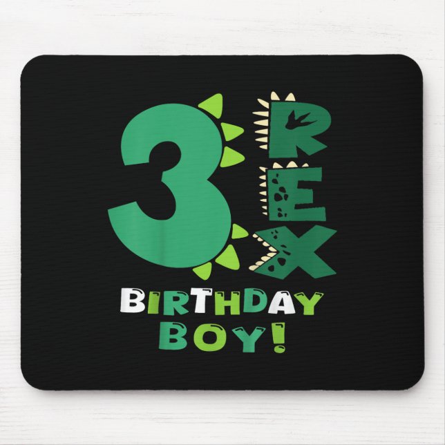 Kids Three Rex Birthday Boy 3rd Birthday Dinosaur  Mouse Pad (Front)