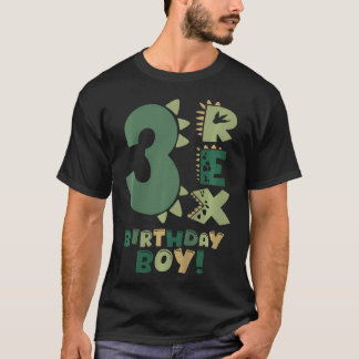 Kids Three Rex Birthday Boy 3Rd Birthday Dinosaur T-Shirt